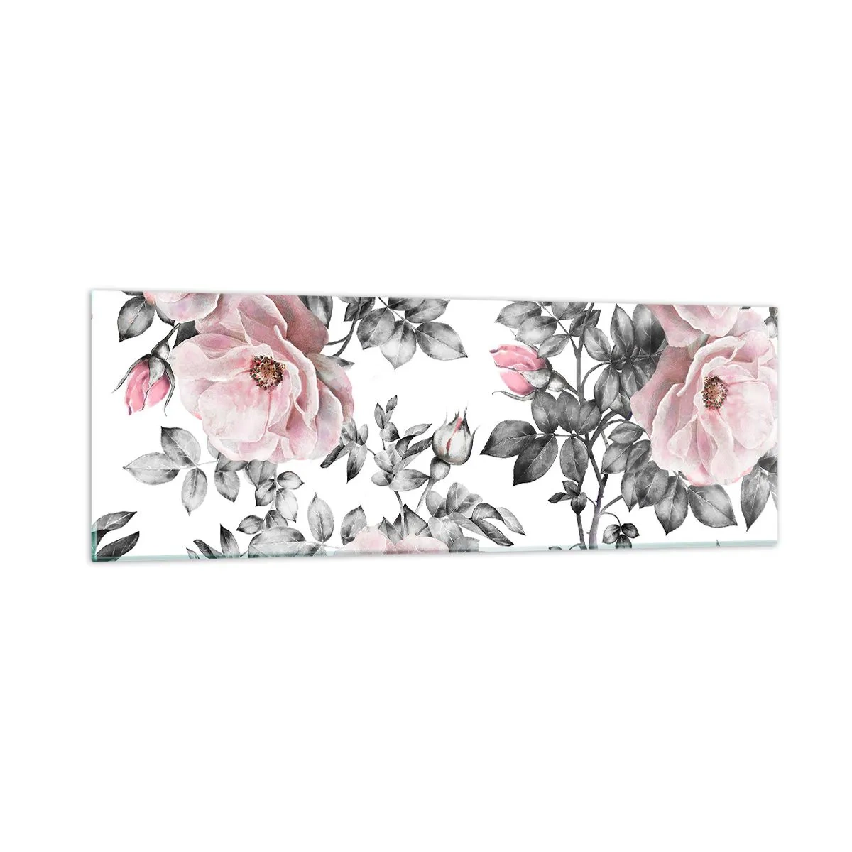 Tablou pe sticlă - Pierde-te în florile de trandafir - 90x30 cm