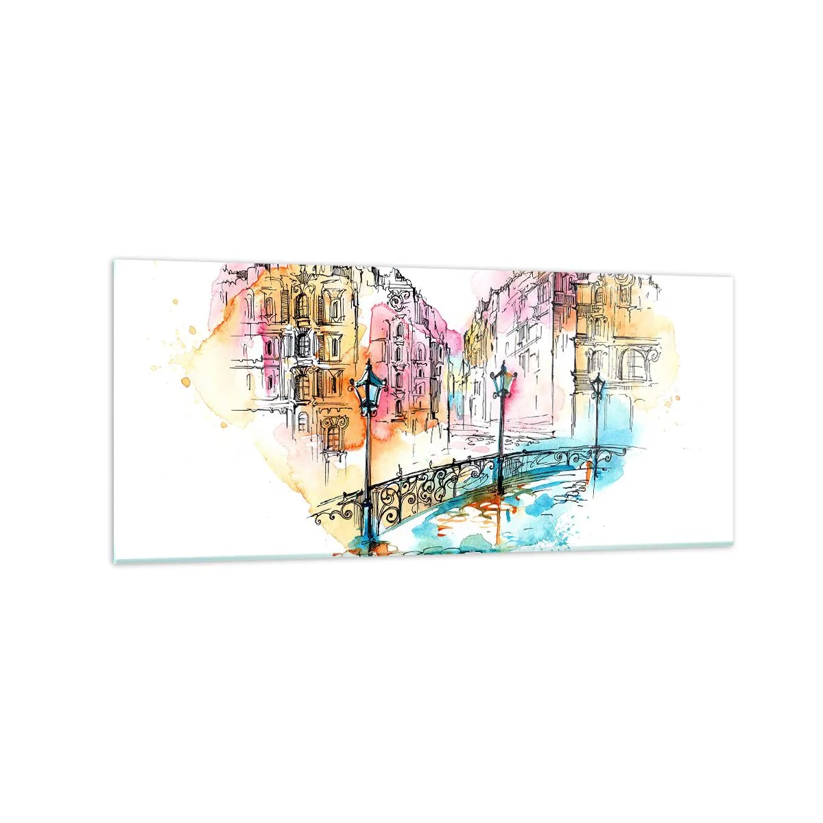 Tablou pe sticlă - Inima orașului - 120x50 cm