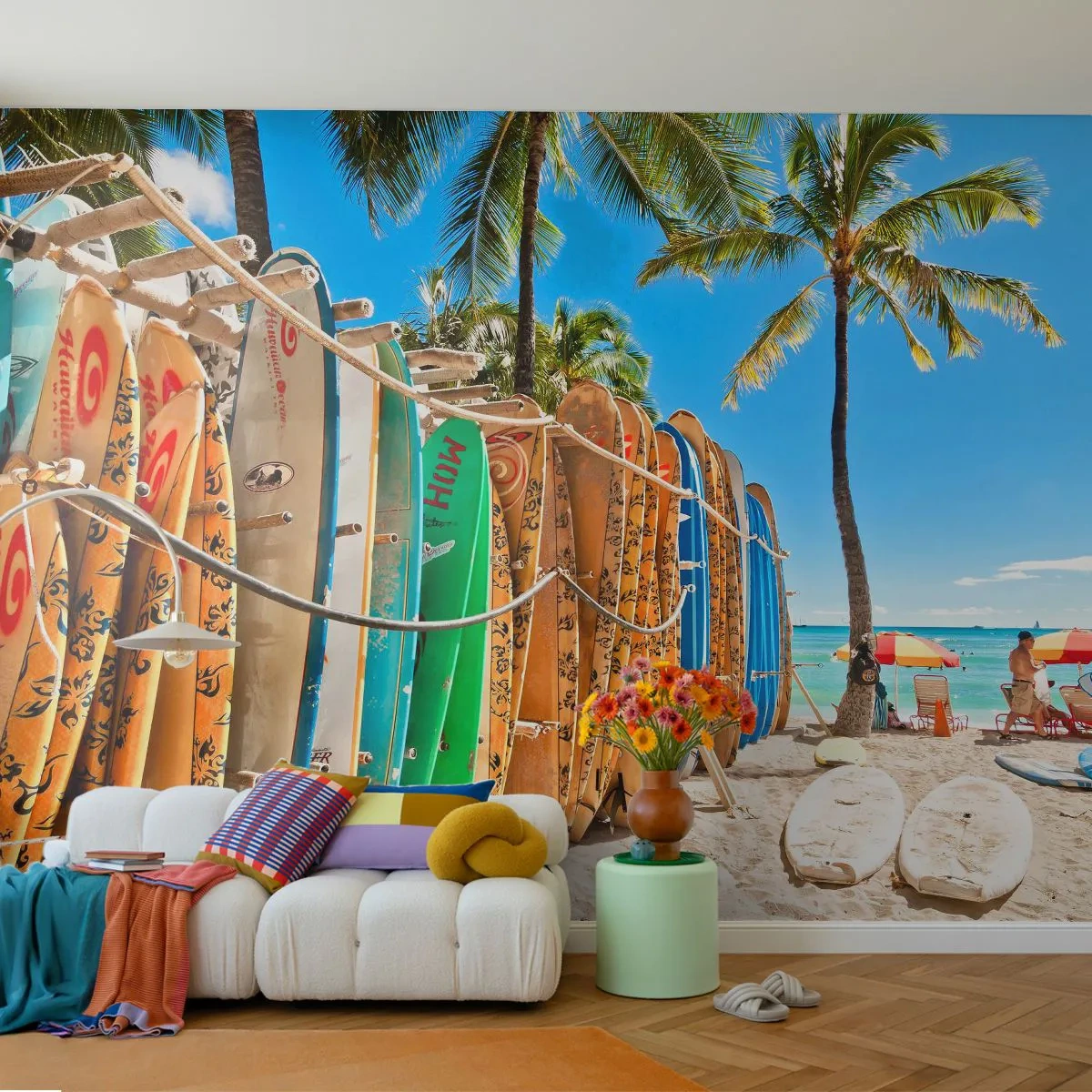 Tapet Premium Sand - Distracție însorită - Peisaj, Placă de surf, plajă - 100x70 cm