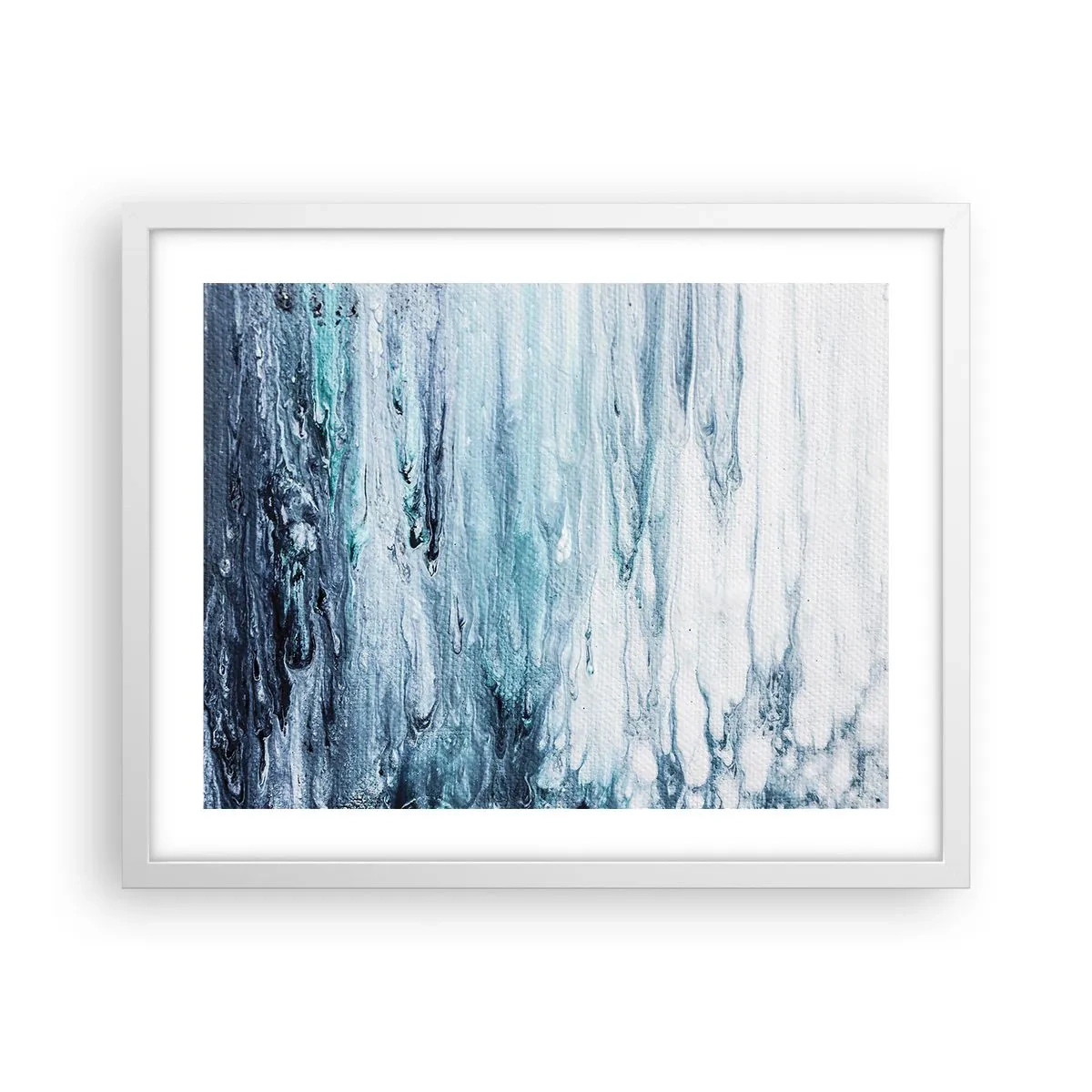 Poster în ramă albă - Țurțuri de albastru - 50x40 cm