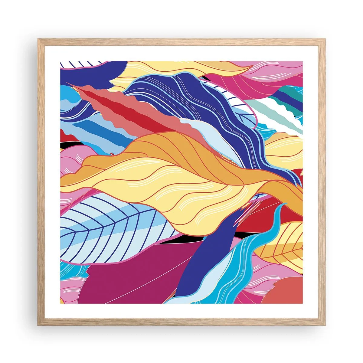 Poster în ramă de stejar deschis - O dezordine colorată - 60x60 cm