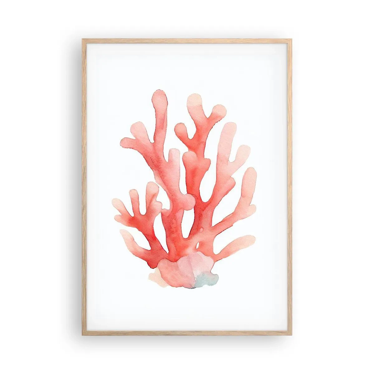 Poster în ramă de stejar deschis - Culoare de coral - 70x100 cm