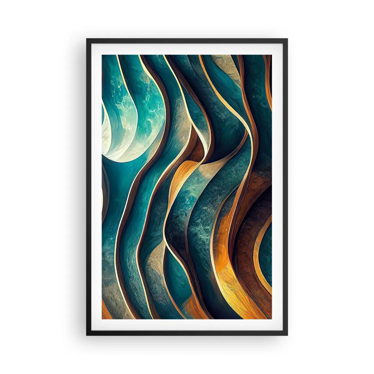 Poster în ramă neagră - Meandre de albastru - 61x91 cm