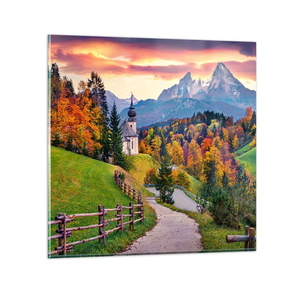 Tablou pe sticlă - Un peisaj ca o pictură - 40x40 cm