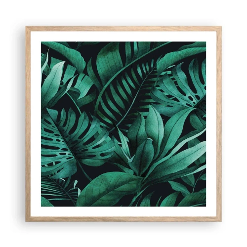 Poster în ramă de stejar deschis - Profunzimea verdelui tropical - 60x60 cm