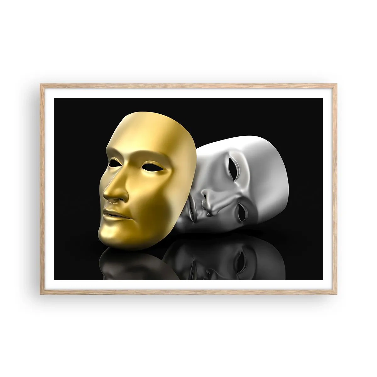 Poster în ramă de stejar deschis - Viața este teatru - 100x70 cm