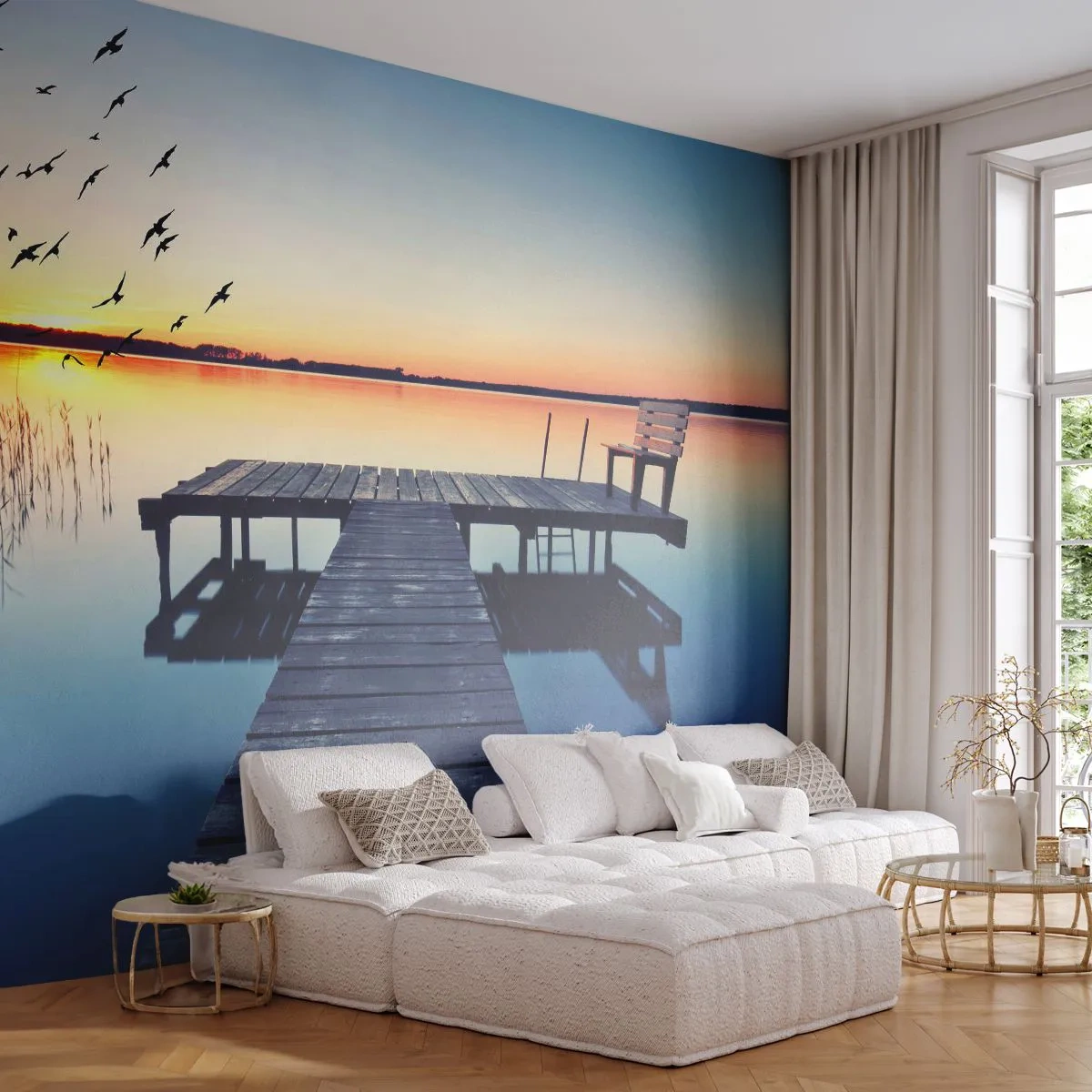 Tapet Autoadeziv Deluxe Sticker - A fost o zi bună - Peisaj, Lac, Pod de lemn - 250x175 cm
