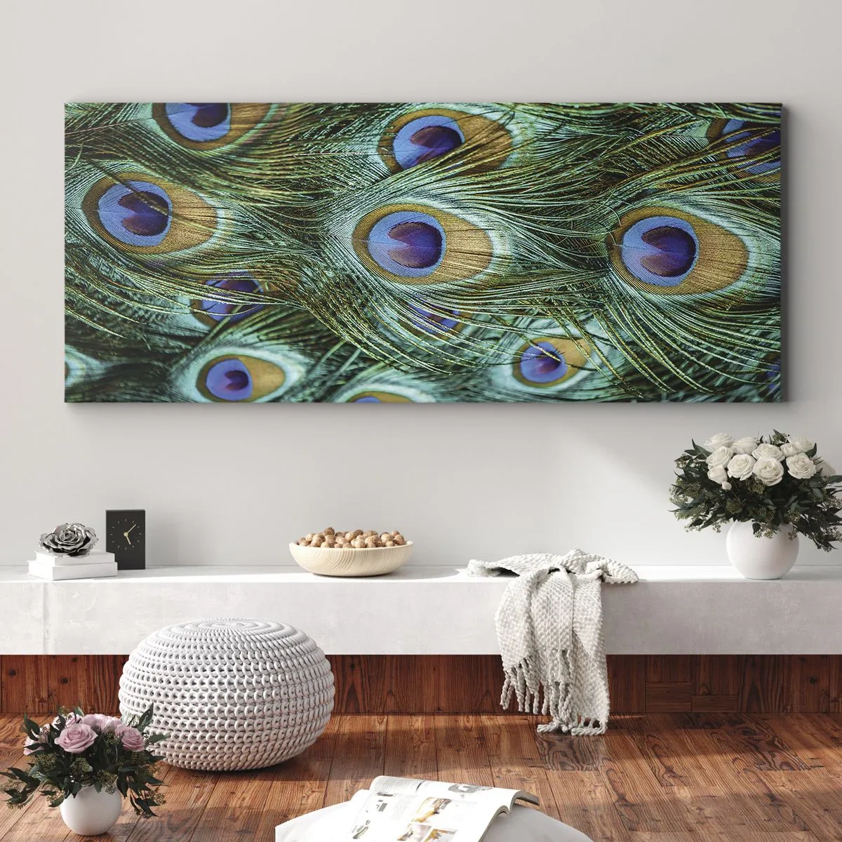 Tablou pe pânză - O privire cu ochi de păun - 100x40 cm