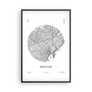 Poster în ramă neagră - Anatomia Barcelonei - 61x91 cm