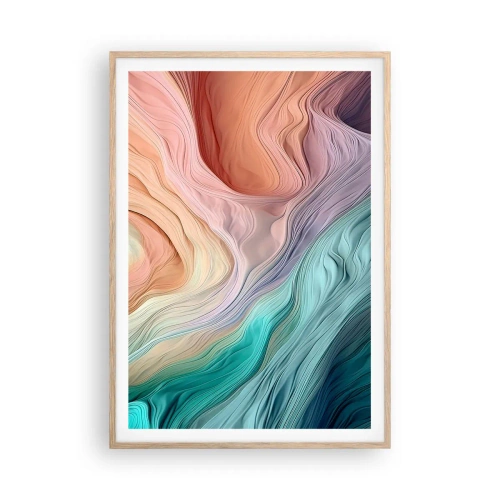 Poster în ramă de stejar deschis - Valul curcubeu - 70x100 cm