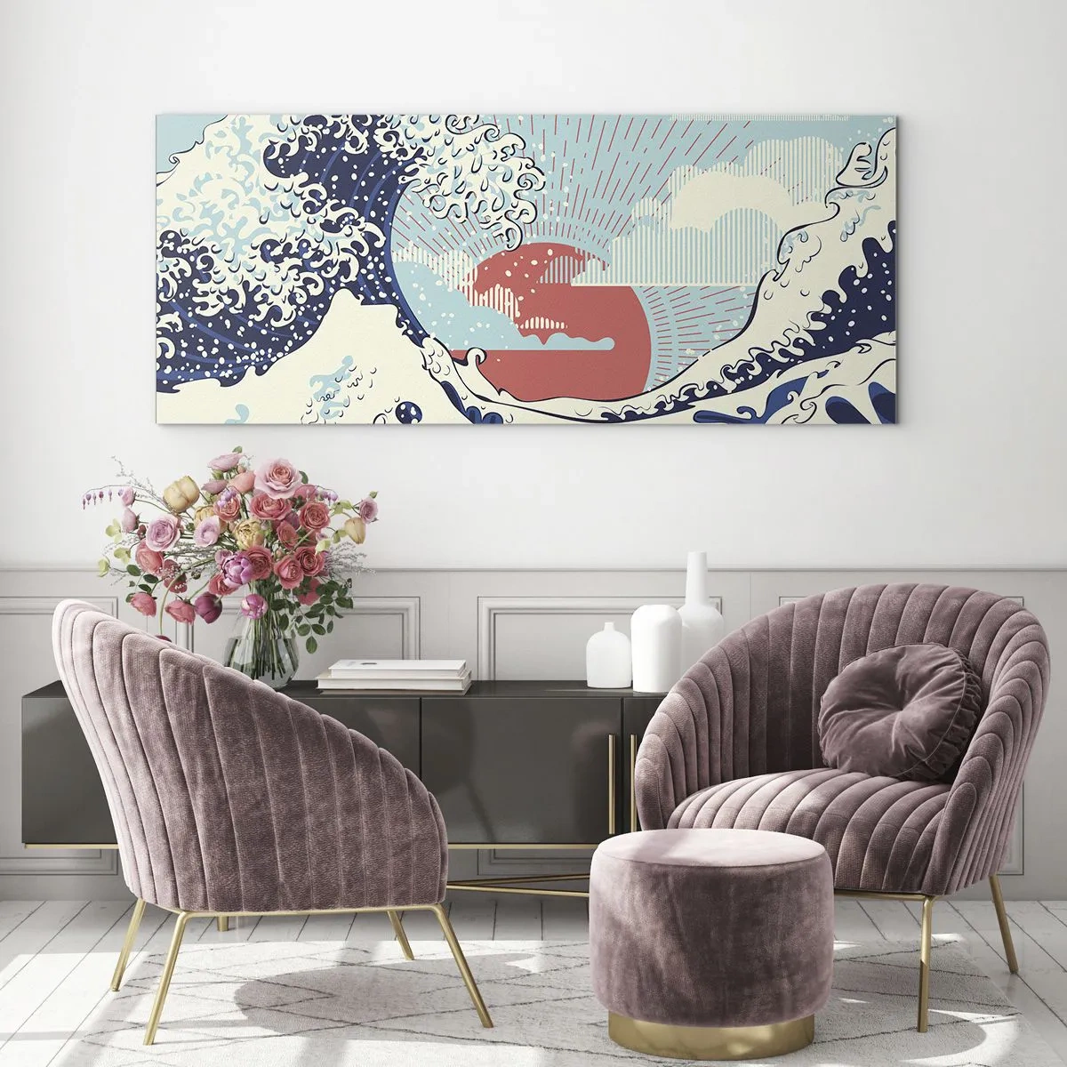 Tablou pe sticlă - Din inspirații japoneze - 100x40 cm
