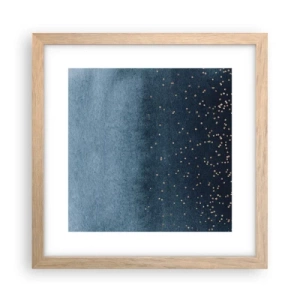 Poster în ramă de stejar deschis - Compoziție - faze albastre - 30x30 cm