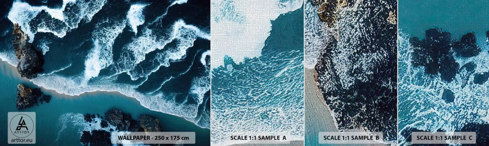 Mostră tapet Premium Canvas - Înfășurate în valuri - faleza, Mare, Natură - 100x30 cm