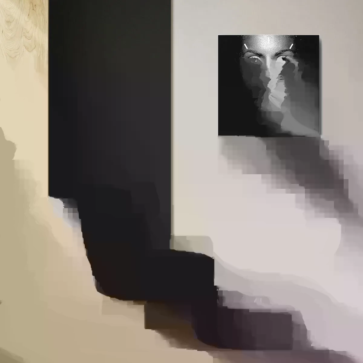 Ceas de perete - Ceas pe sticlă - Sărut de fluture - 40x40 cm