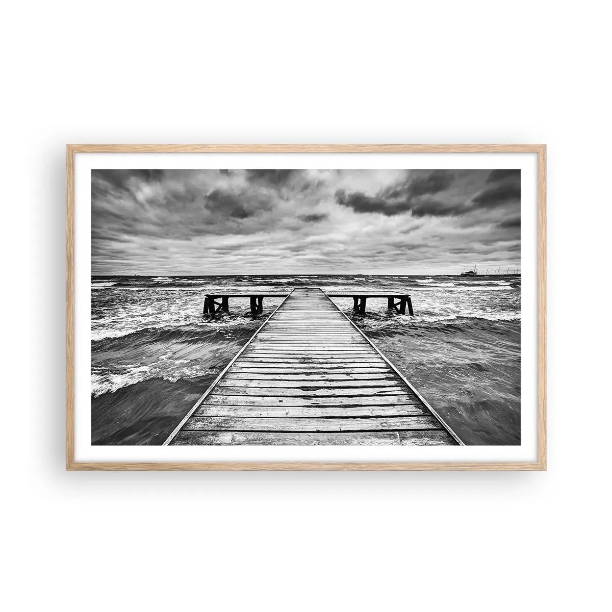 Poster în ramă de stejar deschis - Aștept ca vântul să fugărească... - 91x61 cm