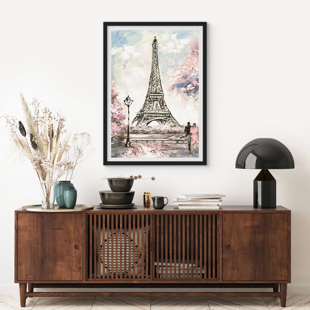 Poster în ramă neagră - Plimbare în aprilie la Paris - 61x91 cm