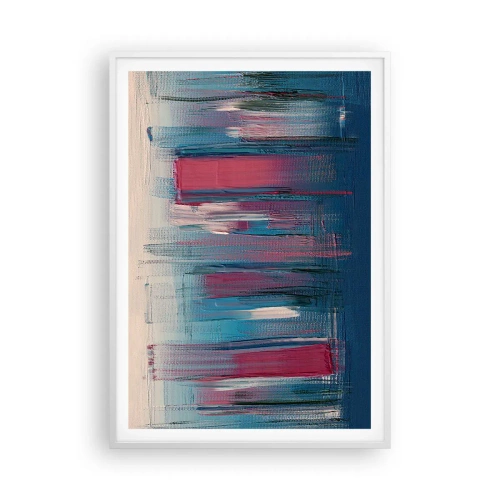 Poster în ramă albă - Compoziție verticală în albastru și roșu - 70x100 cm