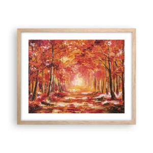 Poster în ramă de stejar deschis - Pădurea de cupru - 50x40 cm