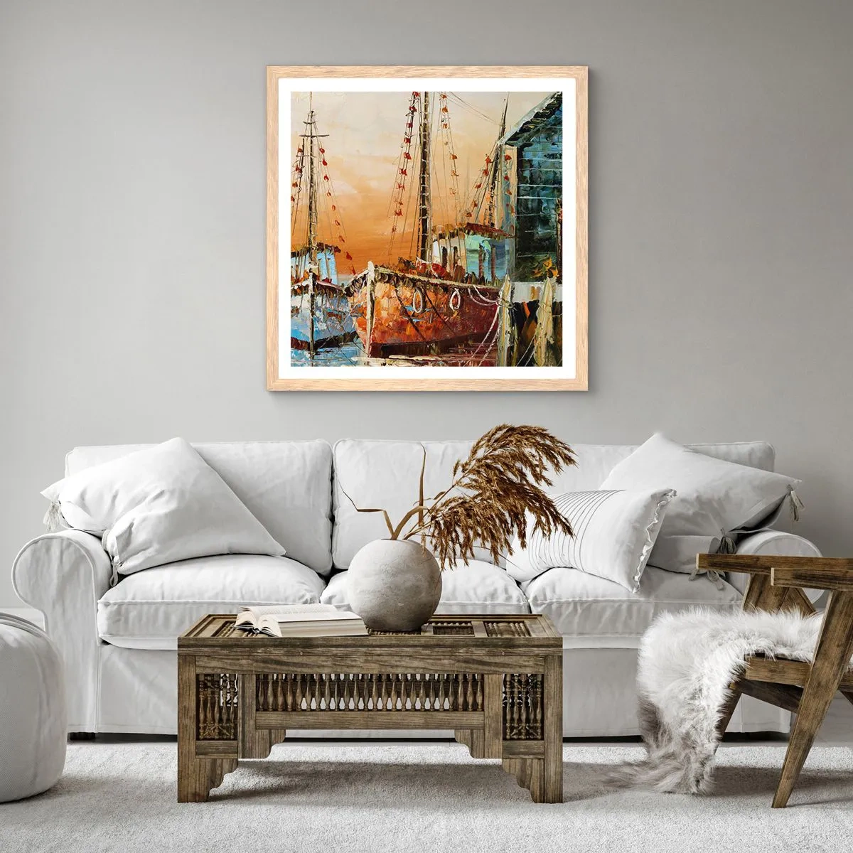 Poster în ramă de stejar deschis - Întoarcere pașnică - 40x40 cm