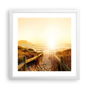 Poster în ramă albă - Prin dune spre soare - 40x40 cm