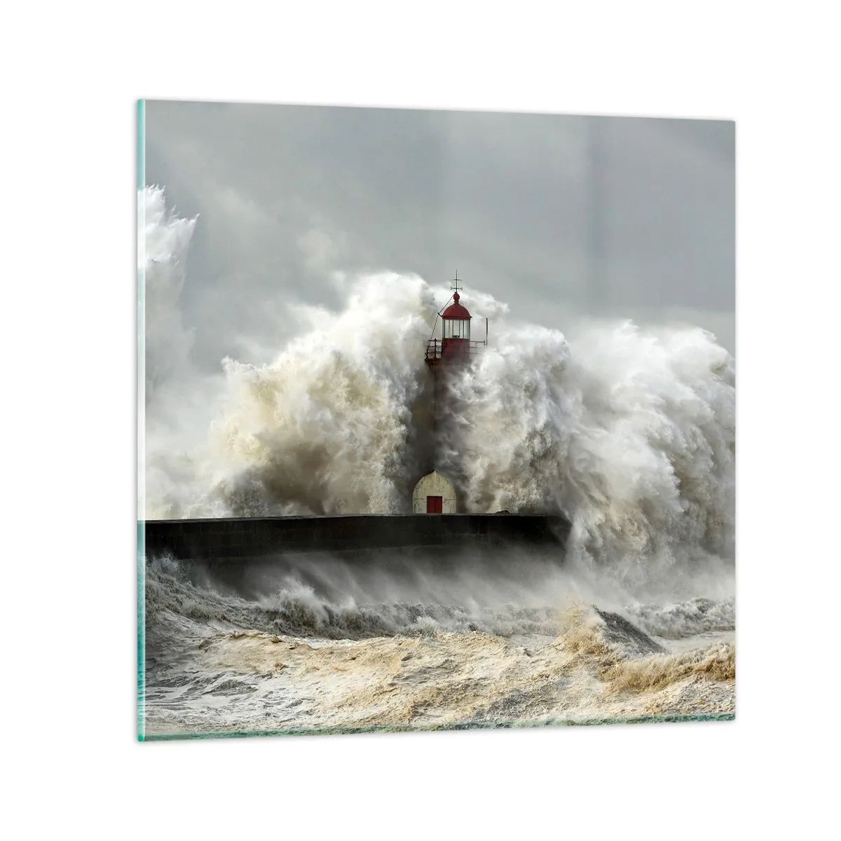 Tablou pe sticlă - Mânia oceanului - 70x70 cm