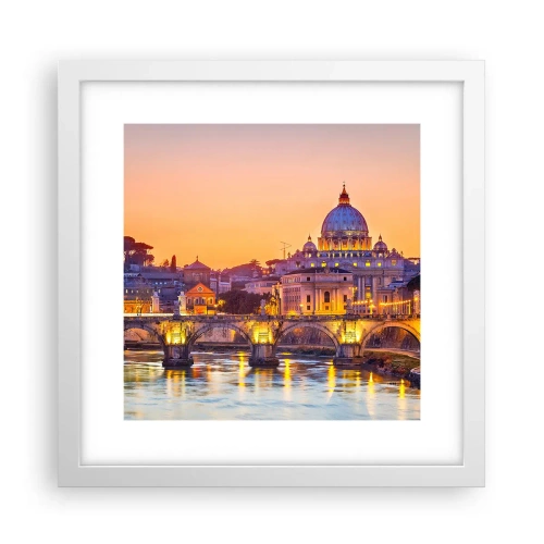 Poster în ramă albă - Amurg deasupra Orașului Etern - 30x30 cm