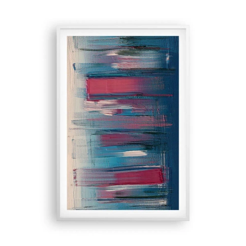 Poster în ramă albă - Compoziție verticală în albastru și roșu - 61x91 cm