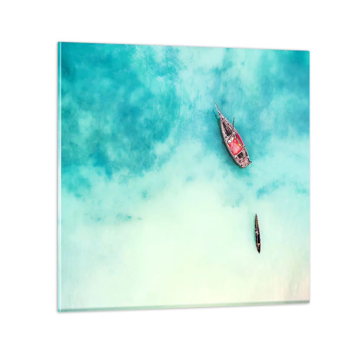 Tablou pe sticlă - Pe plajele din Zanzibar, când apele în exces... - 40x40 cm