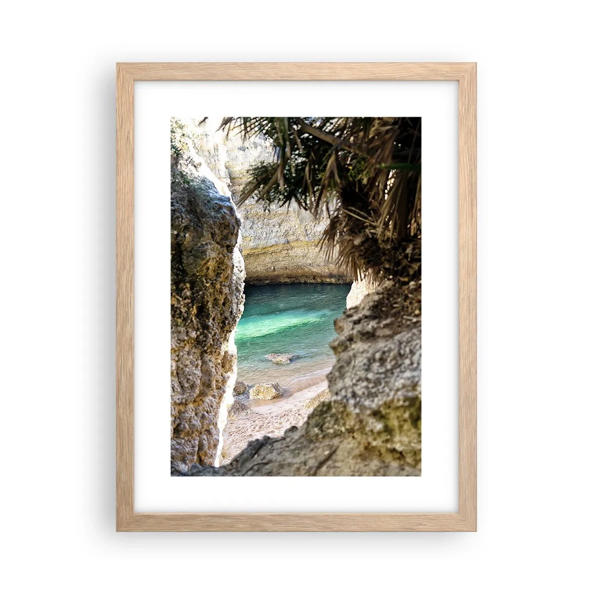 Poster în ramă de stejar deschis - Golful turcoaz - 30x40 cm