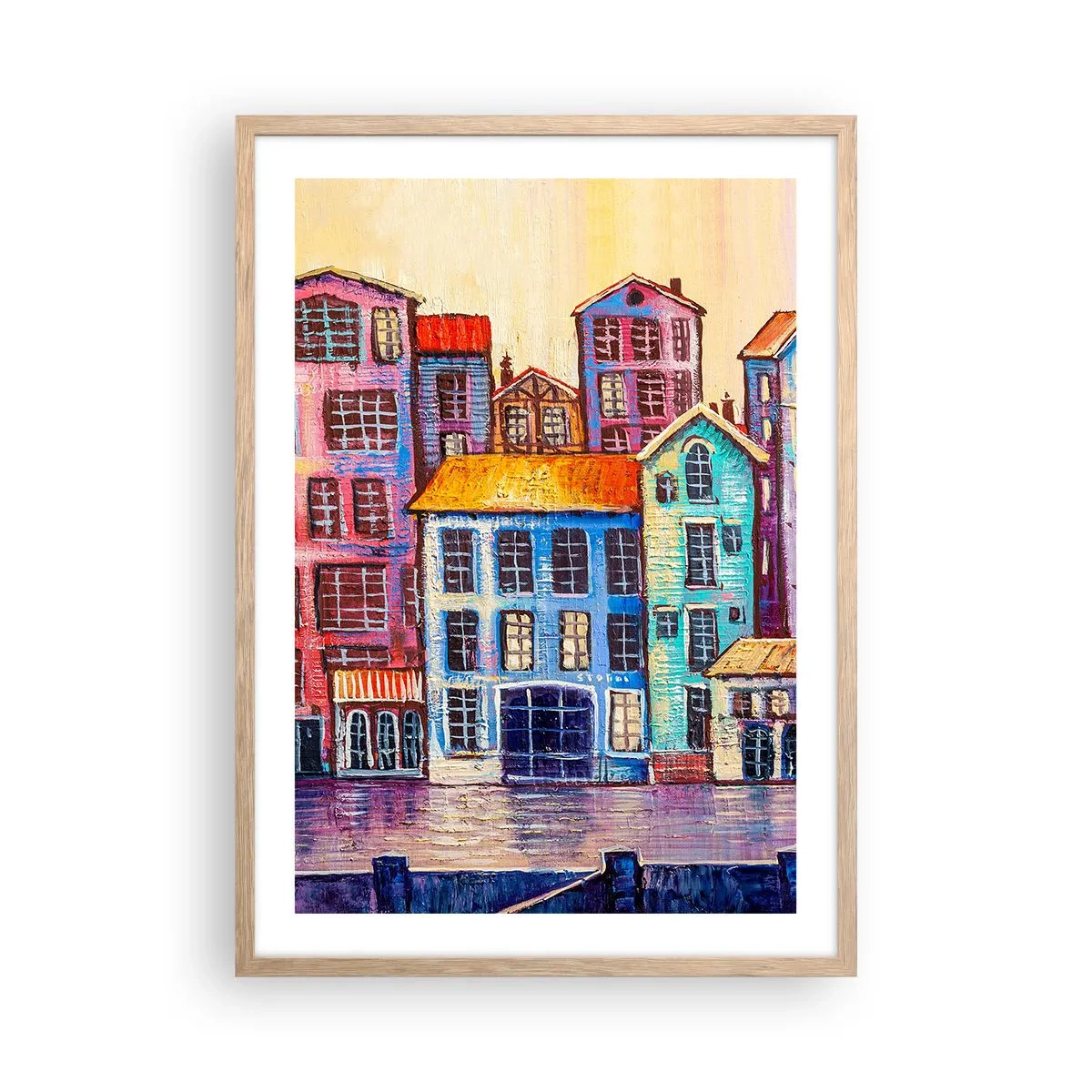 Poster în ramă de stejar deschis - Un oraș ca în basm - 50x70 cm