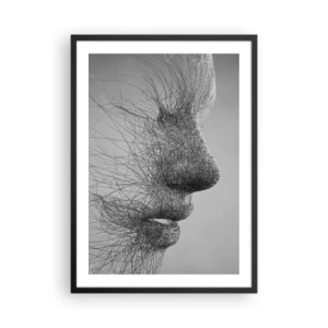 Poster în ramă neagră - Un profil facial alcătuit din linii fine și texturi - 50x70cm - Spiritul vântului - Decorațiune modernă pentru perete pentru living și dormitor ARTTOR