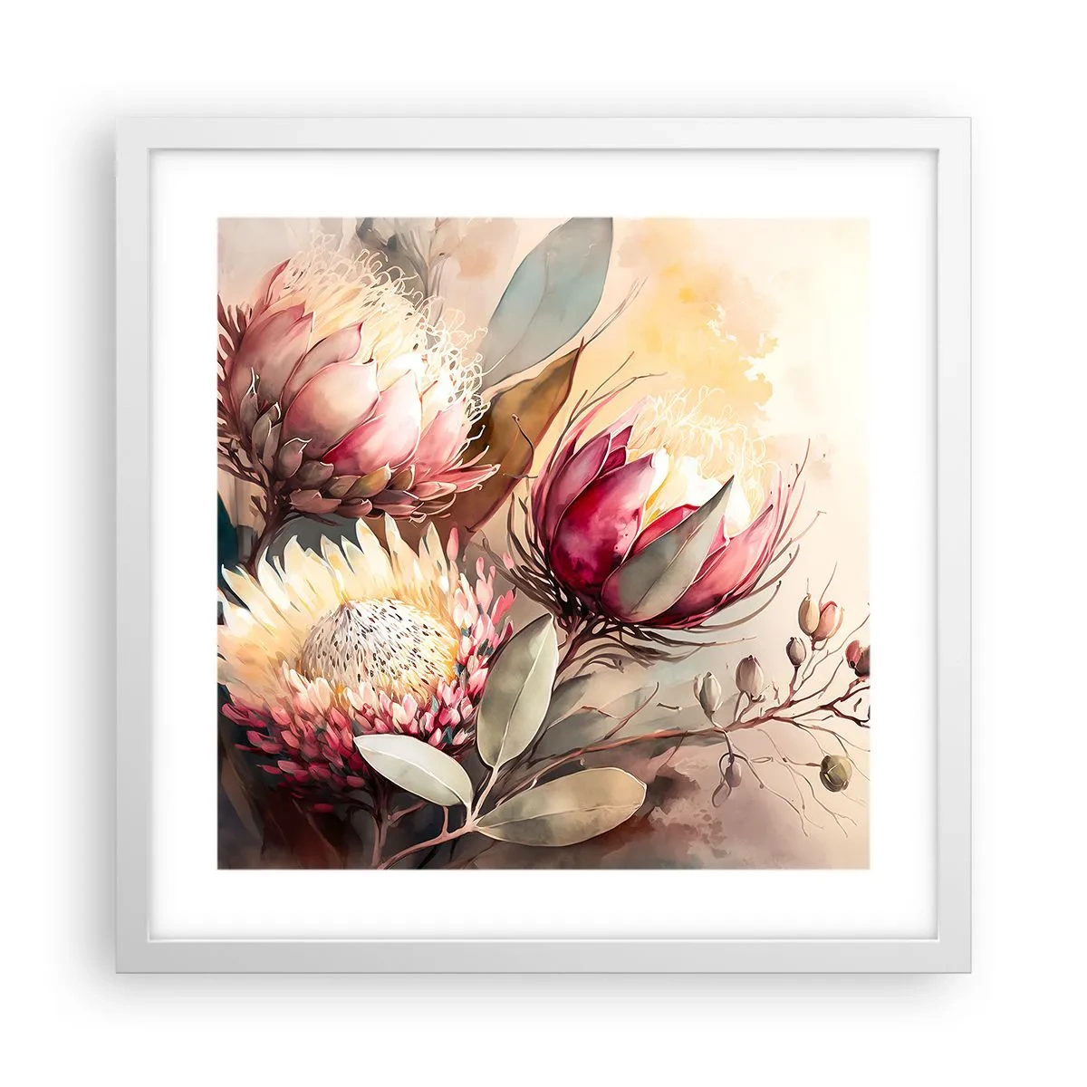 Poster în ramă albă - Profil și en face - 40x40 cm