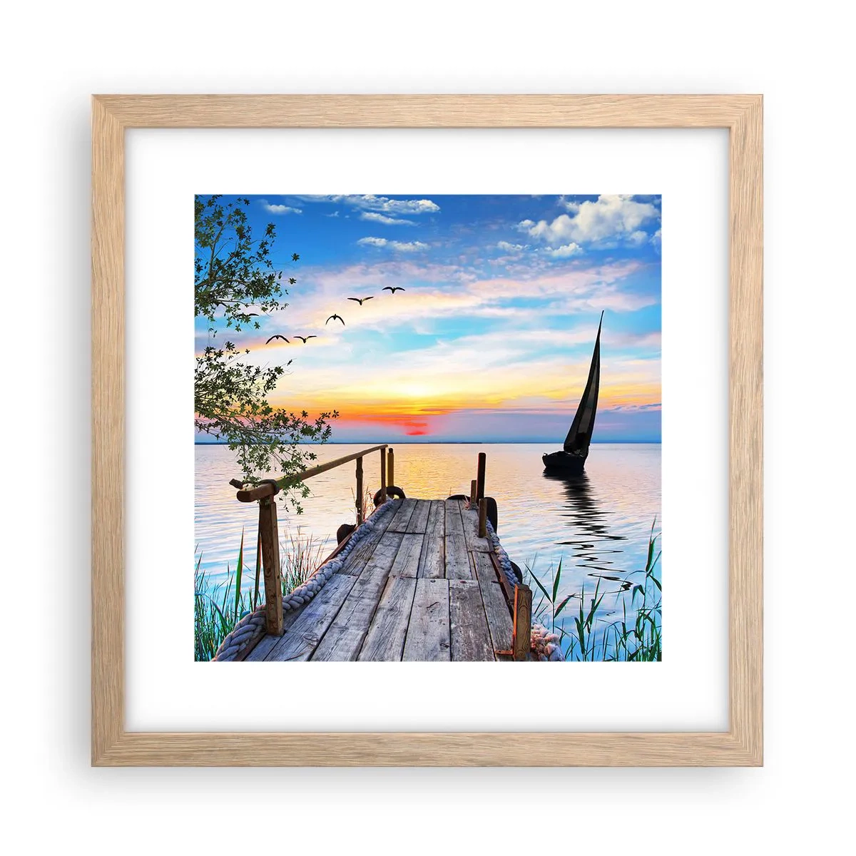 Poster în ramă de stejar deschis - Bună seara - 30x30 cm