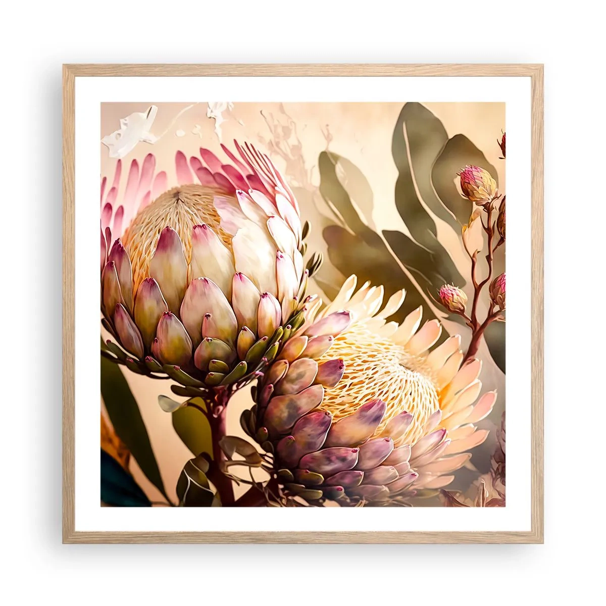 Poster în ramă de stejar deschis - Îmbrățișare cu tandrețe - 60x60 cm