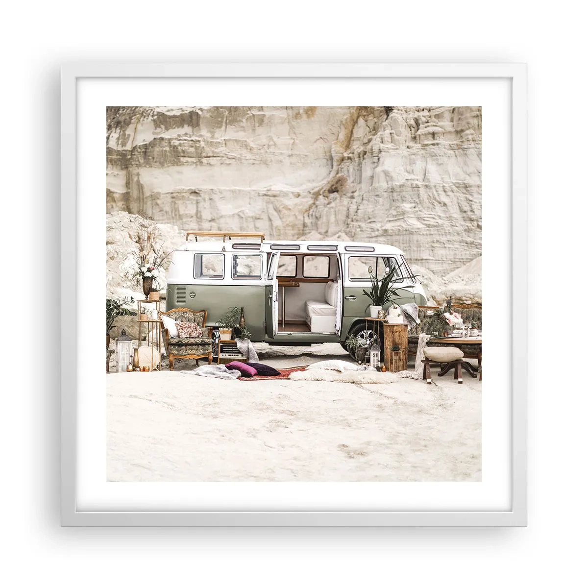 Poster în ramă albă - Să înceapă călătoria - 50x50 cm