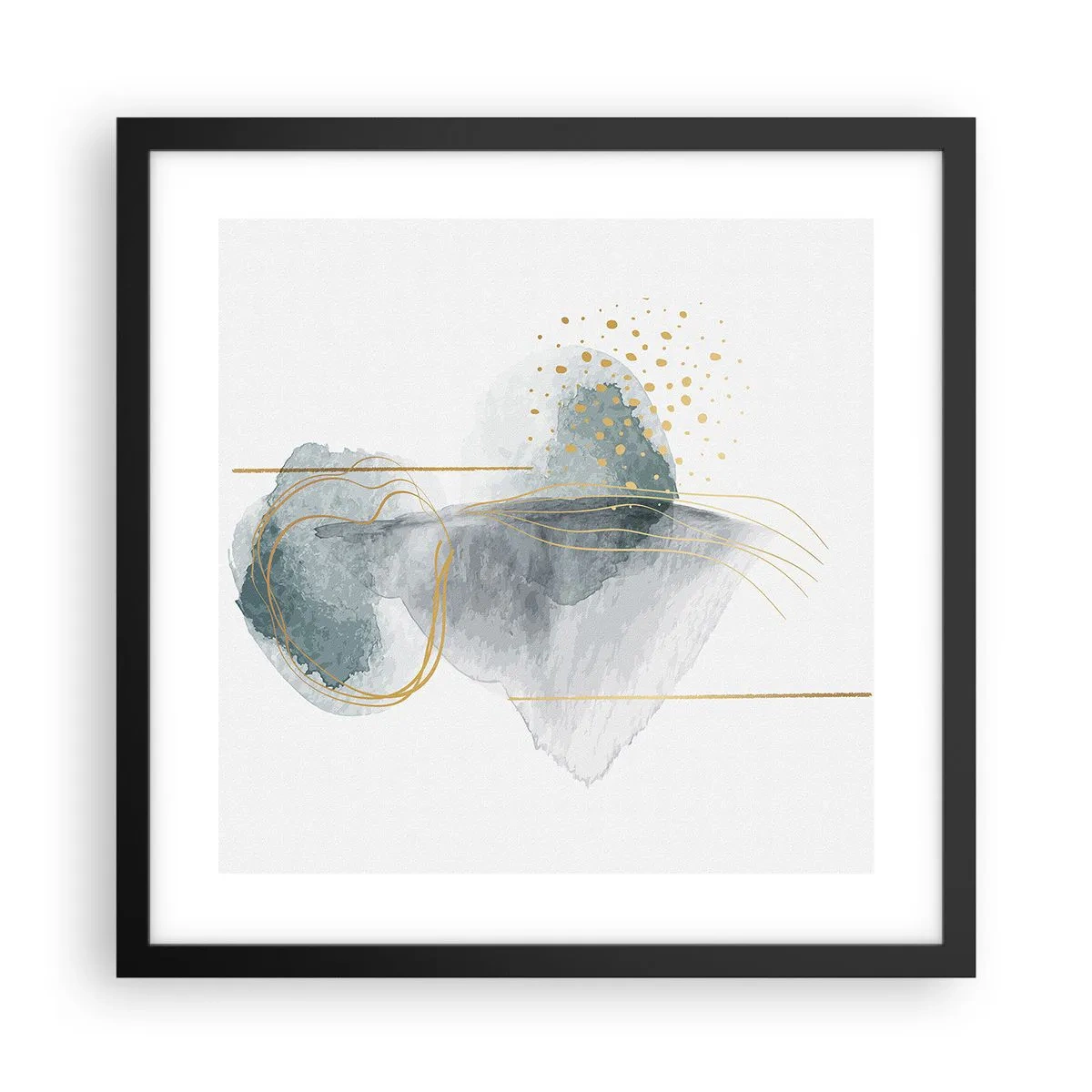 Poster în ramă neagră - Despre relația dintre gri și auriu - 40x40 cm