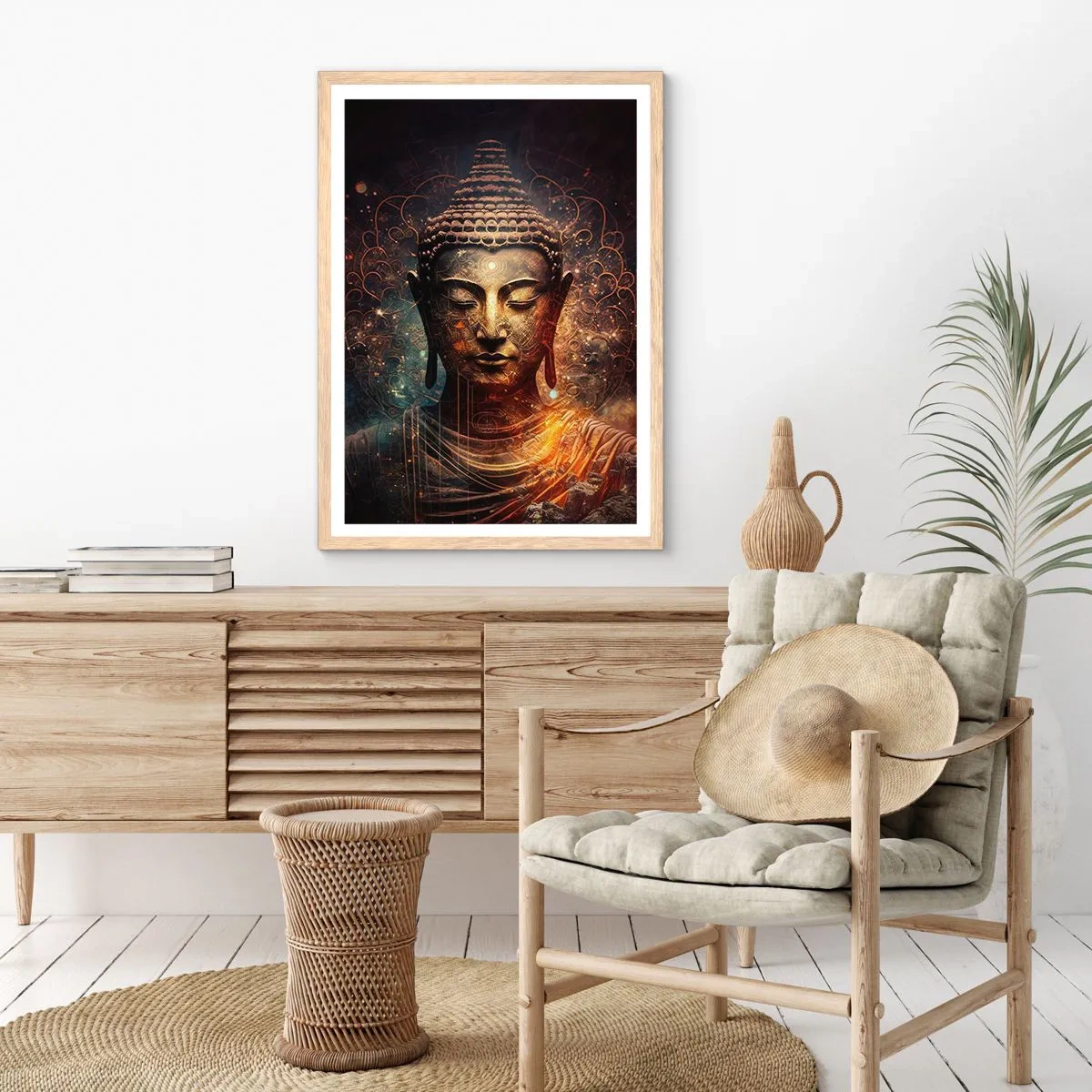 Poster în ramă de stejar deschis - Echilibru spiritual - 61x91 cm