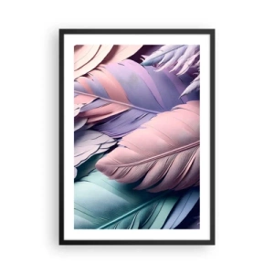 Poster în ramă neagră - Pene pastelate în nuanțe delicate - 50x70cm - Eleganța păsărilor - Decorațiune modernă pentru perete pentru living și dormitor ARTTOR