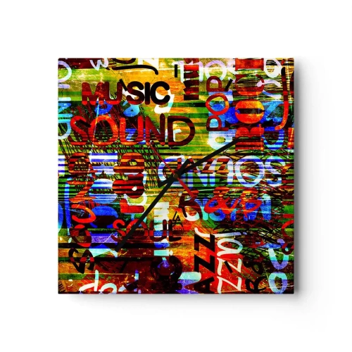 Ceas de perete - Ceas pe sticlă - Toate culorile sunetului - 30x30 cm