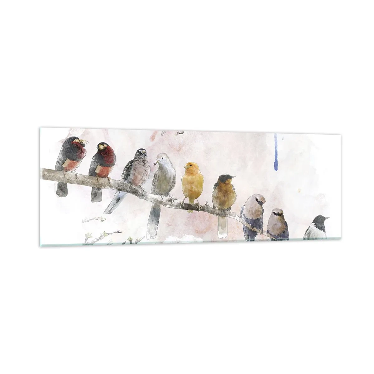 Tablou pe sticlă - Întâlnire înaripată - 90x30 cm