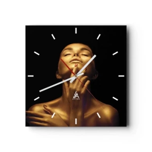 Ceas de perete - Ceas pe sticlă - Ca mătasea aurie - 30x30 cm