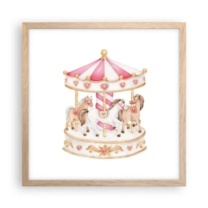 Poster în ramă de stejar deschis - Lumea dulce a copilăriei - 40x40 cm