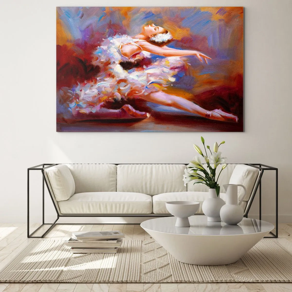 Tablou pe sticlă - Harul lebedei - 100x70 cm