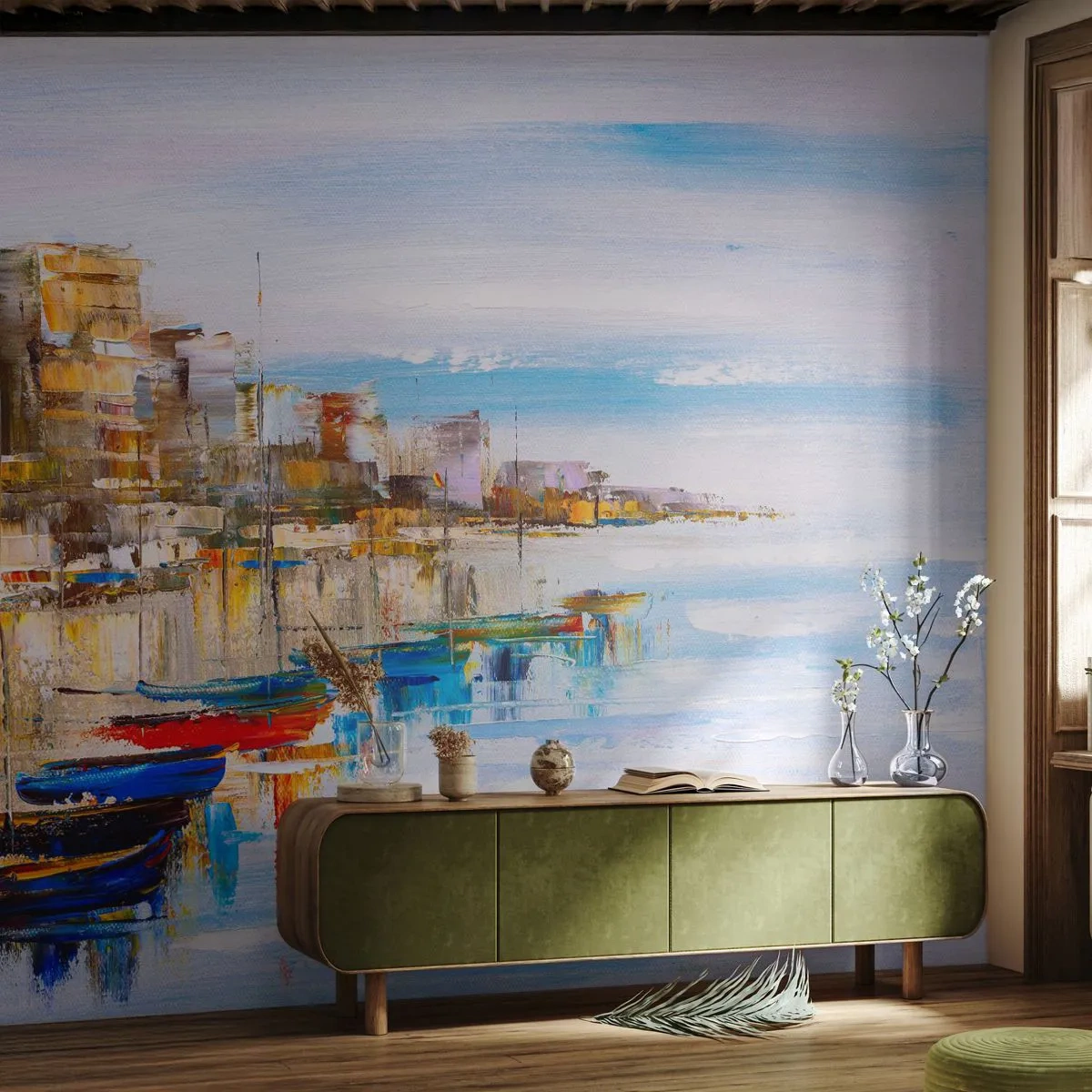 Tapet Premium Sand - Port urban multicolor - Peisaj, Port, Litoral - 100x70 cm