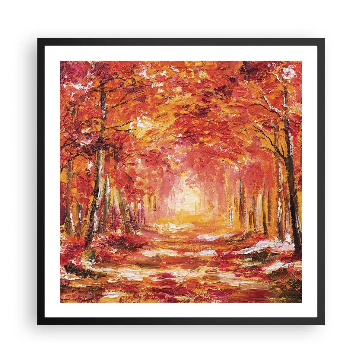 Poster în ramă neagră - Pădurea de cupru - 60x60 cm