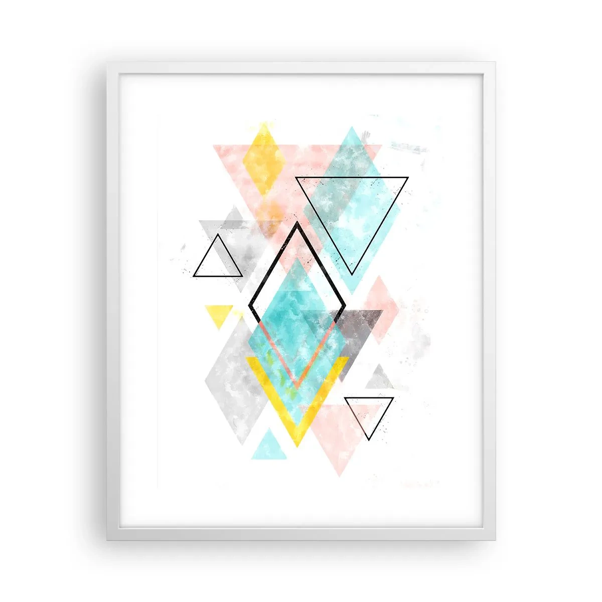 Poster în ramă albă - Joc geometric - 40x50 cm