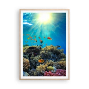 Poster în ramă de stejar deschis - Comori subacvatice - 70x100 cm