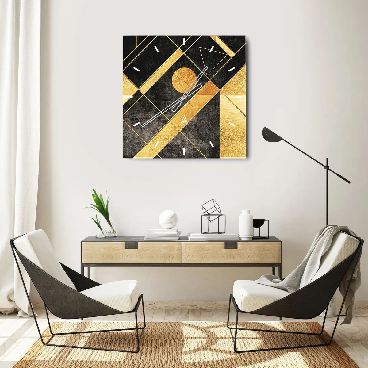 Ceas de perete - Ceas pe sticlă - Soarele deșertului - 40x40 cm