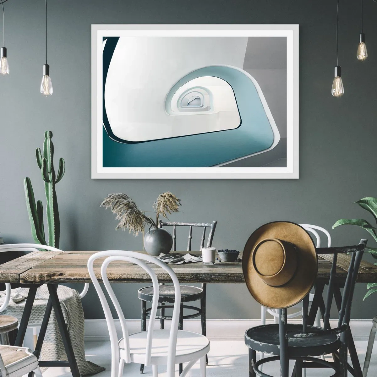 Poster în ramă albă - Până la fundul albastrului - 91x61 cm