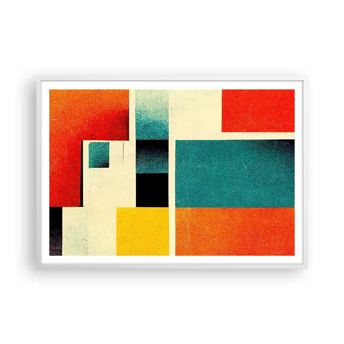 Poster în ramă albă - Abstracție geometrică - energie bună - 100x70 cm